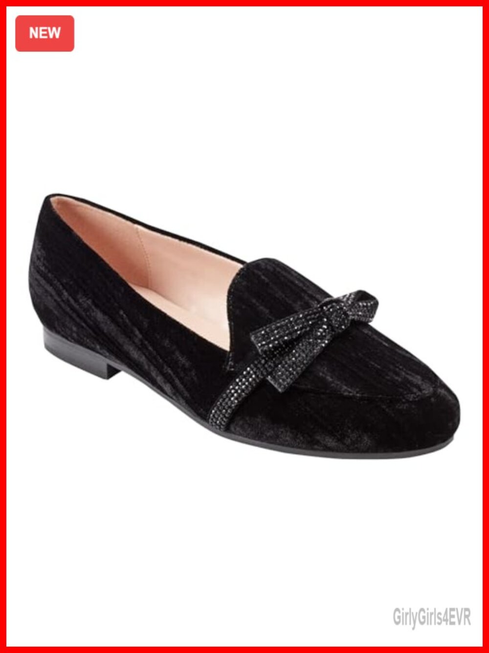 Embellished Bow Slip-On Loafers Block Heel Cushioned Flats